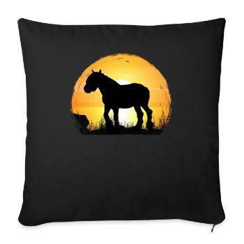 Sonnenuntergang - Belgisches Pferd - Sofakissenbezug 45 x 45 cm - Schwarz - Vorne