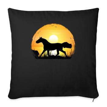 Sonnenuntergang - Holsteiner Pferd - Sofakissenbezug 45 x 45 cm - Schwarz - Vorne
