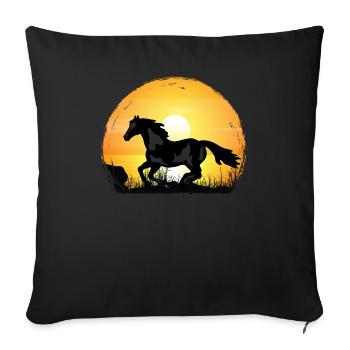 Sonnenuntergang - Malen Sie Pferd - Sofakissenbezug 45 x 45 cm - Schwarz - Vorne