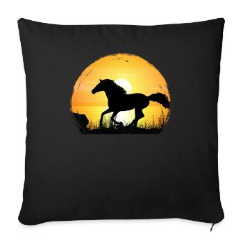 Sunset - Thoroughbred Horse - Sofa pillowcase 17,3'' x 17,3'' (45 x 45 cm) - black - Front