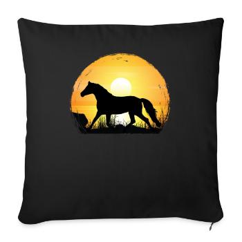 Coucher de soleil - Westfali Horse - Housse de coussin décorative 45 x 45 cm - noir - Devant