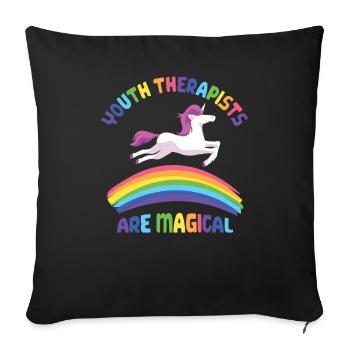 Unicorn Youth Therapist - Sofa pillowcase 17,3'' x 17,3'' (45 x 45 cm) - black - Front