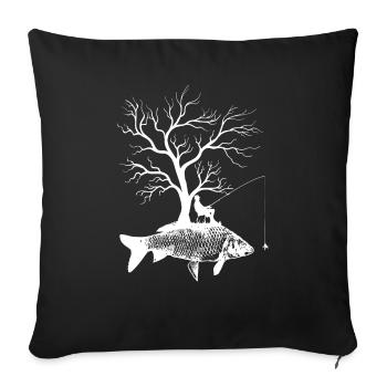 Arbre graphique - Carpe de poisson - Housse de coussin décorative 45 x 45 cm - noir - Devant