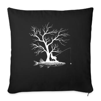 Arbre graphique - Sélecteur de chaîne de poisson - Housse de coussin décorative 45 x 45 cm - noir - Devant