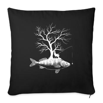 Arbre graphique - Perche jaune de poisson - Housse de coussin décorative 45 x 45 cm - noir - Devant