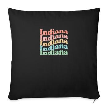 Vintage 70s Hippie USA State - Retro Indiana - Sofa pillowcase 17,3'' x 17,3'' (45 x 45 cm) - black - Front