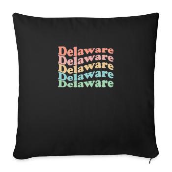 Vintage 70s Hippie USA State - Retro Delaware - Sofa pillowcase 17,3'' x 17,3'' (45 x 45 cm) - black - Front