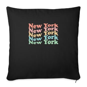 Vintage 70s Hippie USA State - Rétro New York - Housse de coussin décorative 45 x 45 cm - noir - Devant
