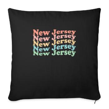 Vintage 70s Hippie USA State - Retro New Jersey - Sofa pillowcase 17,3'' x 17,3'' (45 x 45 cm) - black - Front