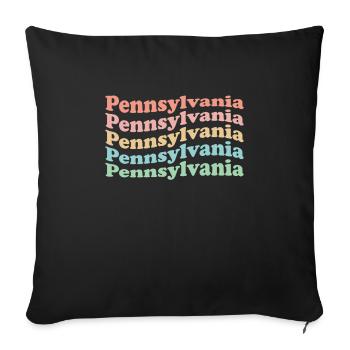 Vintage 70s Hippie USA State - Retro Pennsylvania - Sofa pillowcase 17,3'' x 17,3'' (45 x 45 cm) - black - Front