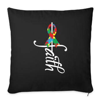 Ribbon Autism Awareness - Sofa pillowcase 17,3'' x 17,3'' (45 x 45 cm) - black - Front