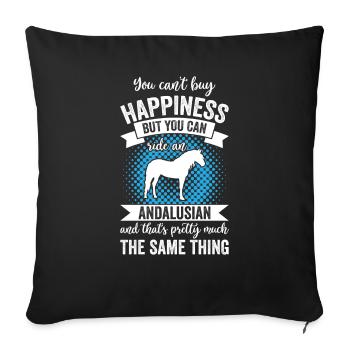 Horseback riding - Andalusian horse - Sofa pillowcase 17,3'' x 17,3'' (45 x 45 cm) - black - Front