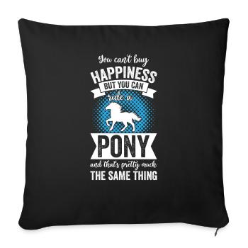 Équitation - Poney Horse - Housse de coussin décorative 45 x 45 cm - noir - Devant