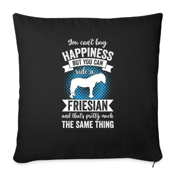 Équitation - Cheval frison - Housse de coussin décorative 45 x 45 cm - noir - Devant