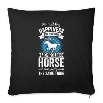 Reiten - Mongolisches Pferd - Sofakissenbezug 45 x 45 cm - Schwarz - Vorne