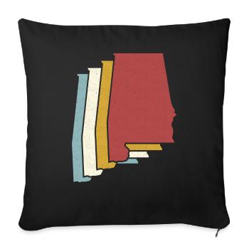 US-Bundesstaat - Vintage Karte Alabama - Sofakissenbezug 45 x 45 cm - Schwarz - Vorne