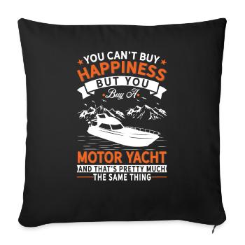 Vous ne pouvez pas acheter le bonheur, mais un yacht à moteur - Housse de coussin décorative 45 x 45 cm - noir - Devant