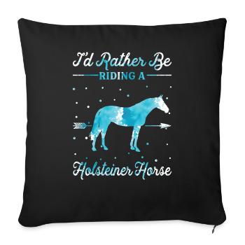 Reiten Eines Holsteiner -Pferdes - Sofakissenbezug 45 x 45 cm - Schwarz - Vorne