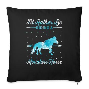 Monter un cheval miniature - Housse de coussin décorative 45 x 45 cm - noir - Devant