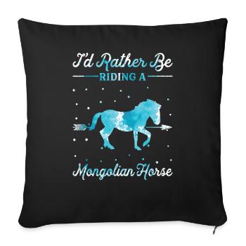 Riding a Mongolian Horse - Sofa pillowcase 17,3'' x 17,3'' (45 x 45 cm) - black - Front