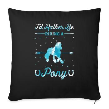 Monter à poney - Housse de coussin décorative 45 x 45 cm - noir - Devant