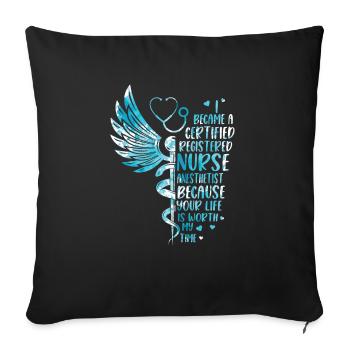 La vie vaut - Infirmière anesthésiste - Housse de coussin décorative 45 x 45 cm - noir - Devant