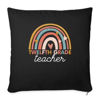 Teacher - Year 12th Twelfth Grade - Sofa pillowcase 17,3'' x 17,3'' (45 x 45 cm) - black - Front