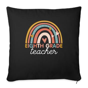 Enseignant - 8e année huitième année - Housse de coussin décorative 45 x 45 cm - noir - Devant