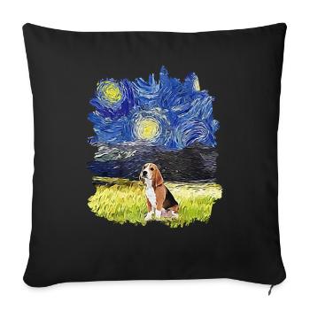Nuit étoilée - Beagle - Housse de coussin décorative 45 x 45 cm - noir - Devant
