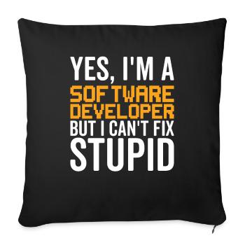 Stupid - Développeur de logiciels - Housse de coussin décorative 45 x 45 cm - noir - Devant