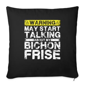 Parlez de Bichon Frise - Housse de coussin décorative 45 x 45 cm - noir - Devant