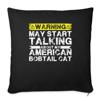 En parlant de Bobtail Cat américain - Housse de coussin décorative 45 x 45 cm - noir - Devant