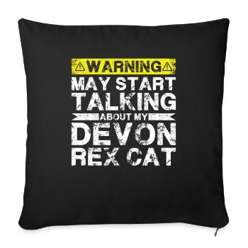 Speaking of Devon Rex Cat - Sofa pillowcase 17,3'' x 17,3'' (45 x 45 cm) - black - Front