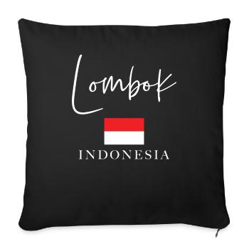 Holidays with Greek flag - Island of Lombok - Sofa pillowcase 17,3'' x 17,3'' (45 x 45 cm) - black - Front