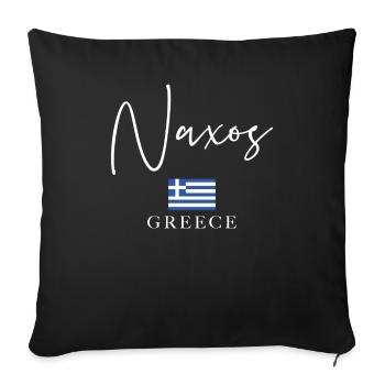 Holiday with Greek flag - island Naxos - Sofa pillowcase 17,3'' x 17,3'' (45 x 45 cm) - black - Front