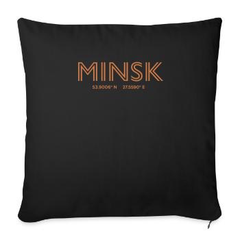 Coordonnées de la ville de Biélorussie - Minsk - Housse de coussin décorative 45 x 45 cm - noir - Devant