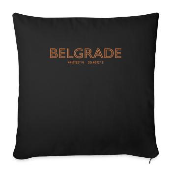 Serbia city coordinates - Belgrade - Sofa pillowcase 17,3'' x 17,3'' (45 x 45 cm) - black - Front