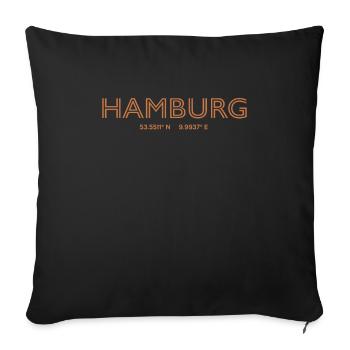 Coordonnées de la ville d’Allemagne - Hambourg - Housse de coussin décorative 45 x 45 cm - noir - Devant