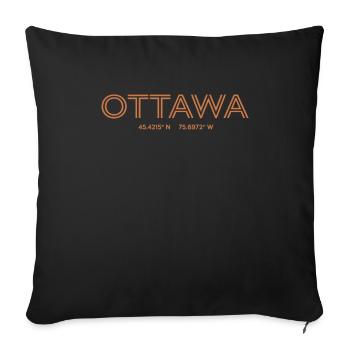 Coordonnées de la ville canadienne - Ottawa - Housse de coussin décorative 45 x 45 cm - noir - Devant