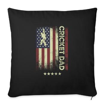 American Flag - Cricket Dad - Sofa pillowcase 17,3'' x 17,3'' (45 x 45 cm) - black - Front