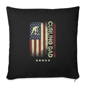 Drapeau américain des États-Unis - Curling Papa - Housse de coussin décorative 45 x 45 cm - noir - Devant
