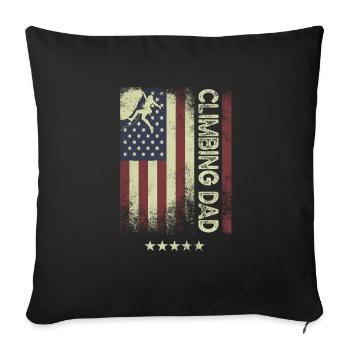 Drapeau américain des États-Unis - Père grimpeur - Housse de coussin décorative 45 x 45 cm - noir - Devant