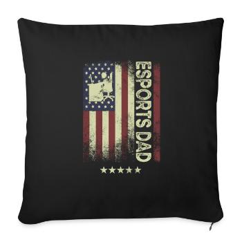 Drapeau américain des États-Unis - Esports Dad - Housse de coussin décorative 45 x 45 cm - noir - Devant