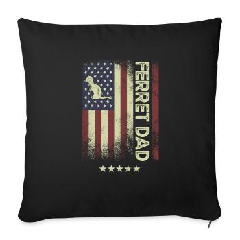 USA-amerikanische Flagge - Frettchen-Vati - Sofakissenbezug 45 x 45 cm - Schwarz - Vorne