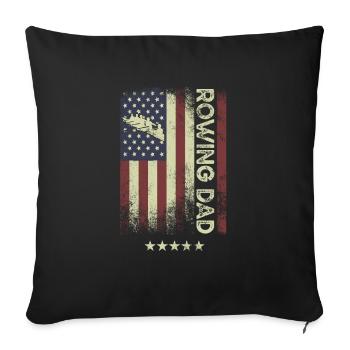 Drapeau américain des États-Unis - Père Aviron - Housse de coussin décorative 45 x 45 cm - noir - Devant
