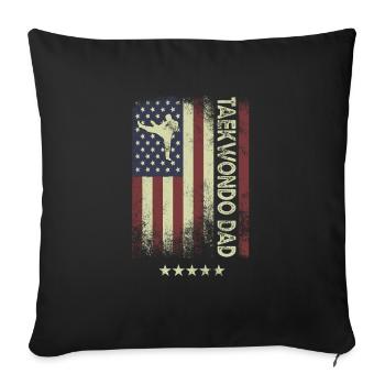 Drapeau américain des États-Unis - Taekwondo Dad - Housse de coussin décorative 45 x 45 cm - noir - Devant
