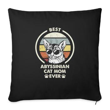 Maman chat - Chat abyssin - Housse de coussin décorative 45 x 45 cm - noir - Devant