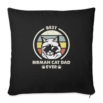 Cat Dad - Birman Katze - Sofa pillowcase 17,3'' x 17,3'' (45 x 45 cm) - black - Front