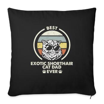 Cat Dad - Chat exotique à poil court - Housse de coussin décorative 45 x 45 cm - noir - Devant