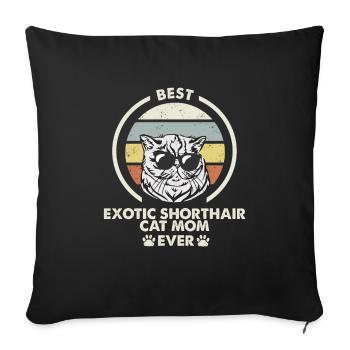 Cat Mama - Chat exotique à poil court - Housse de coussin décorative 45 x 45 cm - noir - Devant